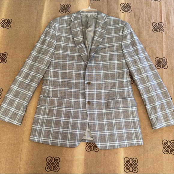 Michael Kors Grey Plaid Slim Fit Sport Jacket Blazer Size 42L